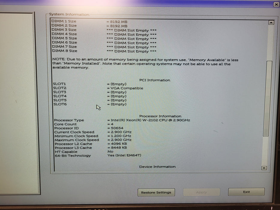 Dell Precision 5820 Tower | Xeon W-2102 @2.90GHz, 16GB DDR4, No GPU/HDD, 425W