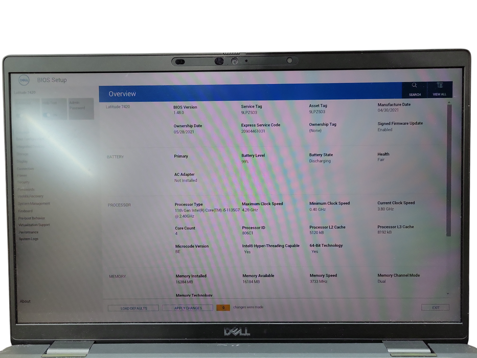 Dell Latitude 7420 i5- 1135G7 CPU| 16GB DDR4 RAM | 256GB NVMe READ