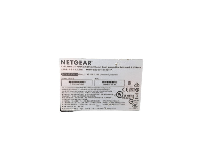 Netgear S350 Series GS324TP | 24-Port Smart Managed Pro PoE+ Switch