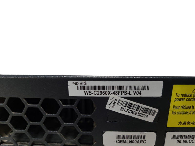 Cisco WS-C2960X-48FPS-L 48-Port Gigabit POE+ Switch
