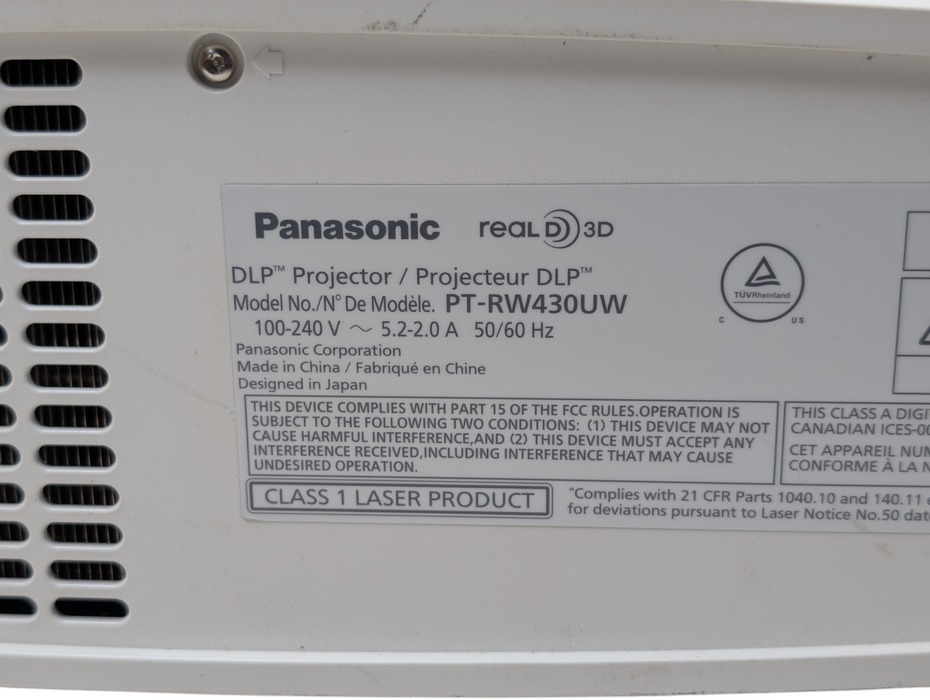 Panasonic PT-RW430 WXGA LED/Laser DLP Projector