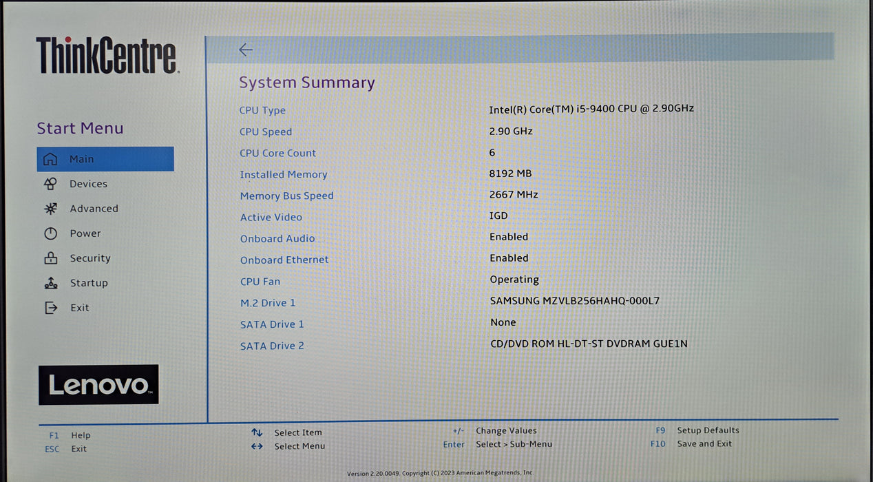 Lenovo ThinkCentre M720e SFF | Intel Core i5-9400 @2.90GHz, 8GB DDR4, 256GB NVMe