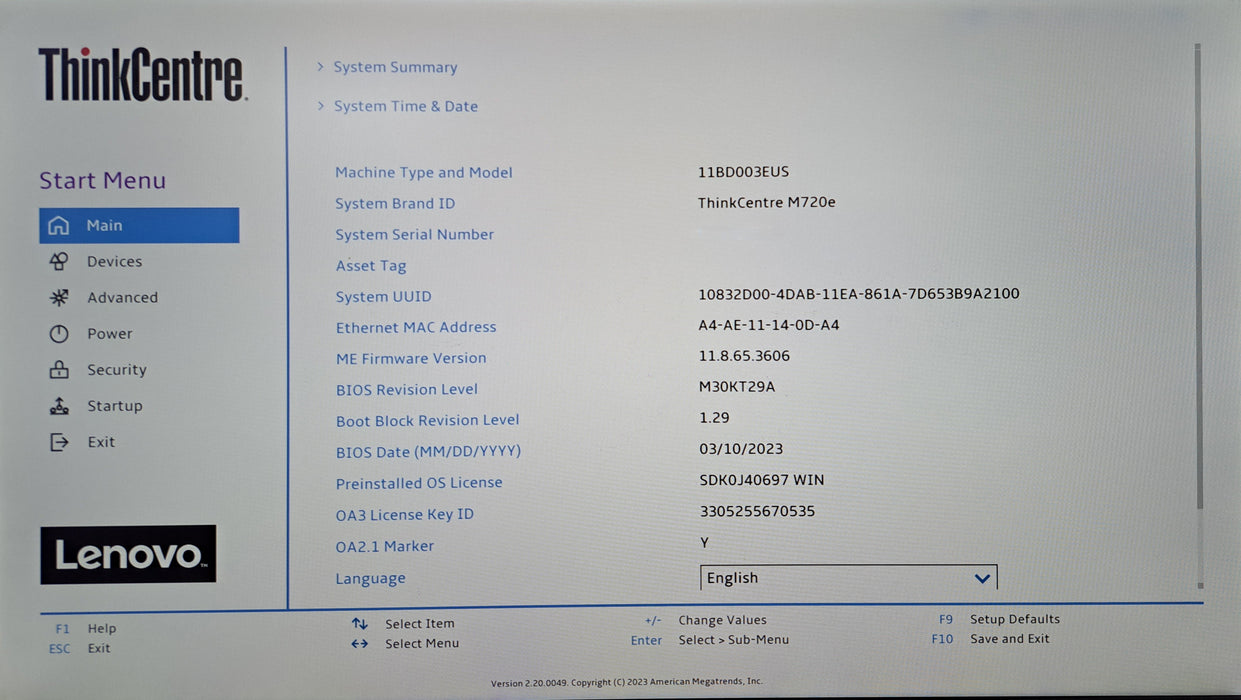 Lenovo ThinkCentre M720e SFF | Intel Core i5-9400 @2.90GHz, 8GB DDR4, 256GB NVMe