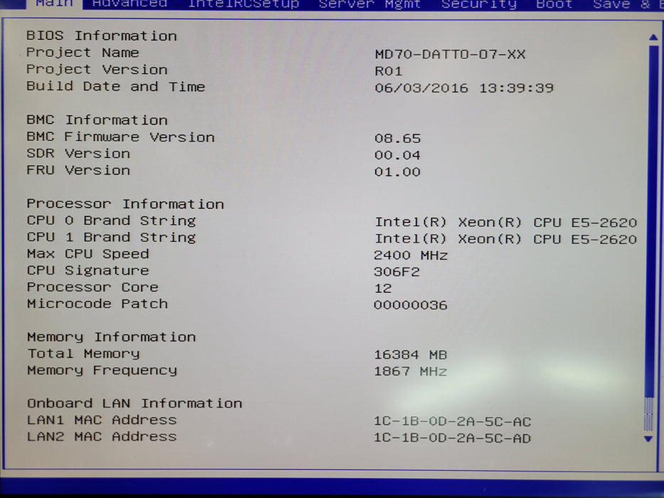 Datto S3E6000 - 2x Xeon E5-2620 v3 16GB DDR4 NO HDD AVAGO RAID 2x800W PSU