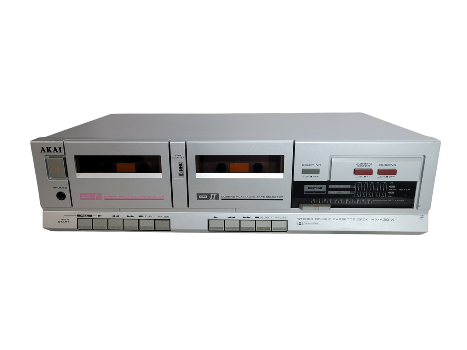 Akai HX-A301W Stereo Double Cassette Deck - Silver (READ)