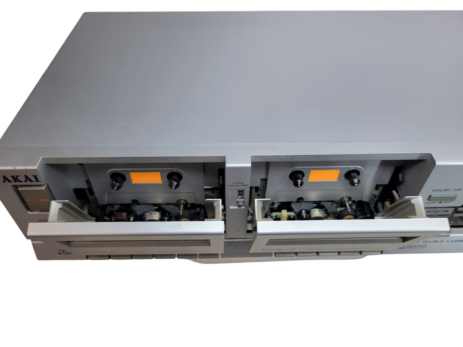 Akai HX-A301W Stereo Double Cassette Deck - Silver (READ)