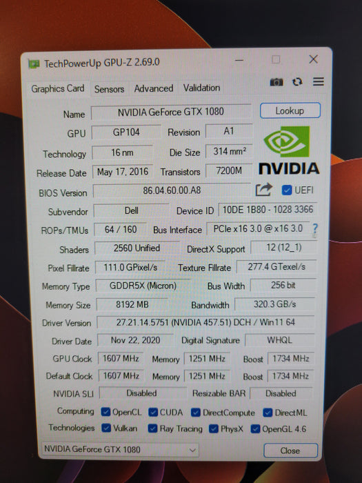 Nvidia GeForce GTX 1080 8GB GDDR5 - Graphics Card
