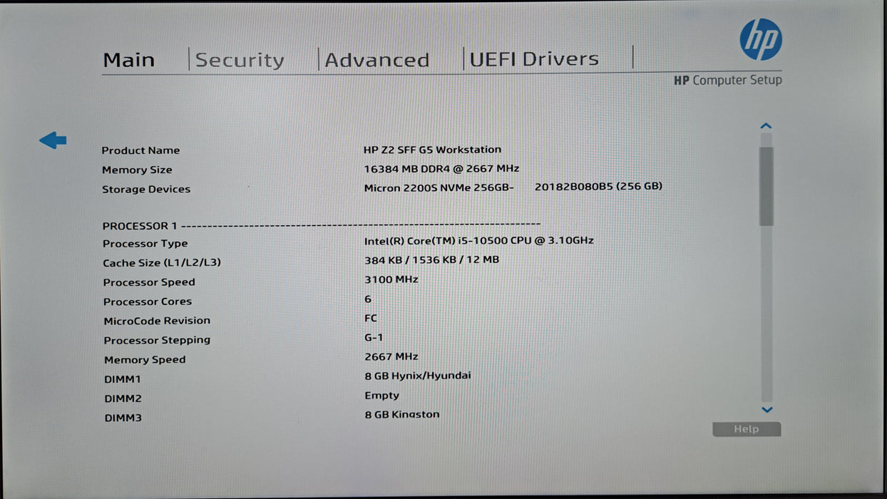 HP Z2 SFF G5 Workstation | Intel Core i5-10500 @3.10GHz, 16GB DDR4, 256GB NVMe