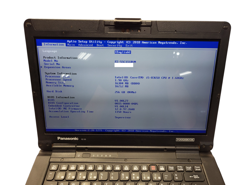 Panasonic Toughbook FZ-55 Touch Intel Core i5-8365U, 16GB DDR4, 256GB SSD, 1150H