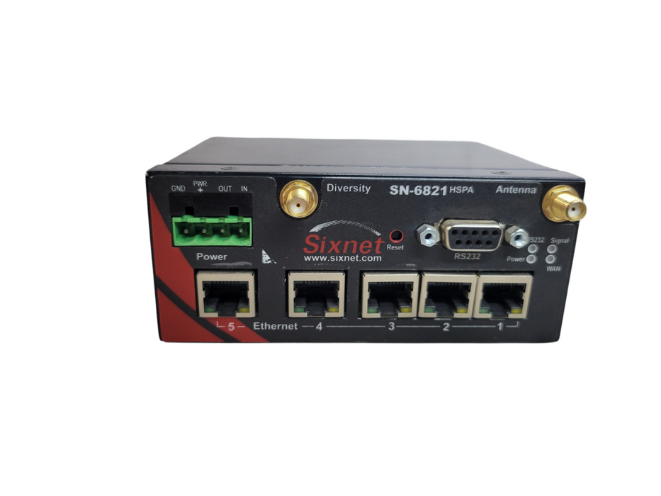 Serial Cellular Router SN6000, Rugged Ethernet 5-port, Sixnet BT / SN-6821-HSPA
