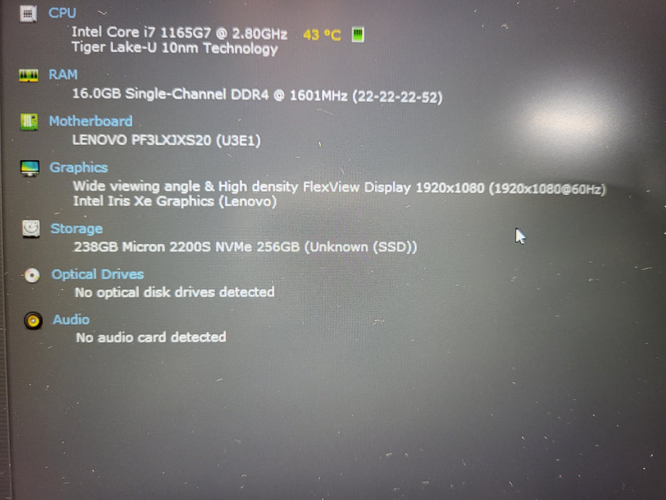 Lenovo ThinkPad E15 Gen2 - Core i7-1165G7 16GB DDR4 256GB NVMe READ