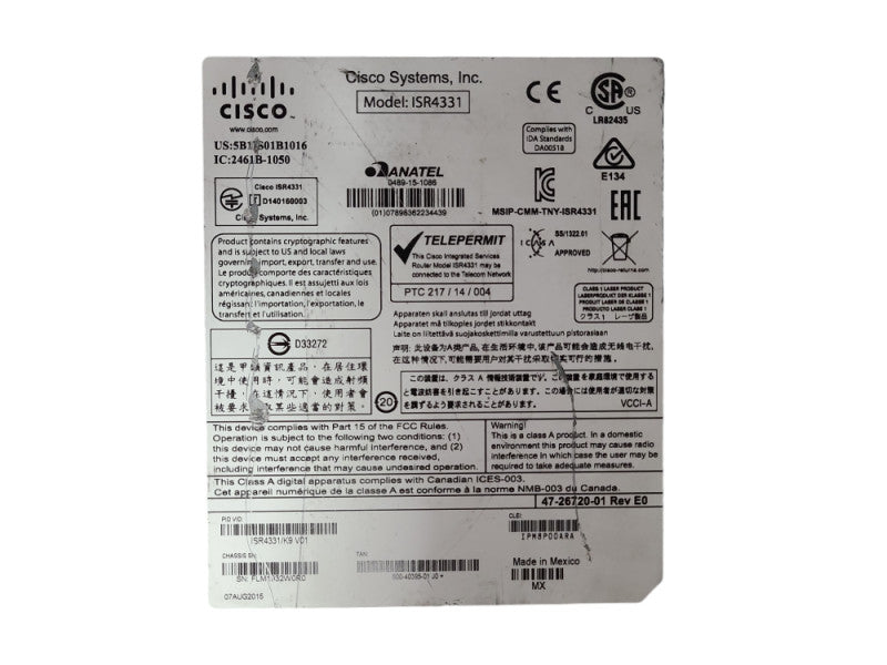 Cisco ISR4331/K9 Integrated Services Router, READ