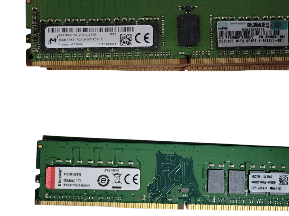 Lot of 151x Assorted Brand/Model/Speed 16GB DDR4 Server RAMs, See detail