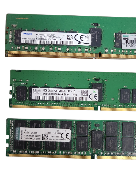 Lot of 151x Assorted Brand/Model/Speed 16GB DDR4 Server RAMs, See detail
