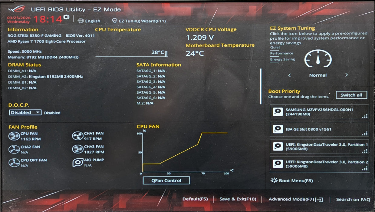 Custom PC, ROG STRIX B350-F Gaming, Ryzen 7 1700, 8GB DDR4, 256GB NVMe, GTX1060
