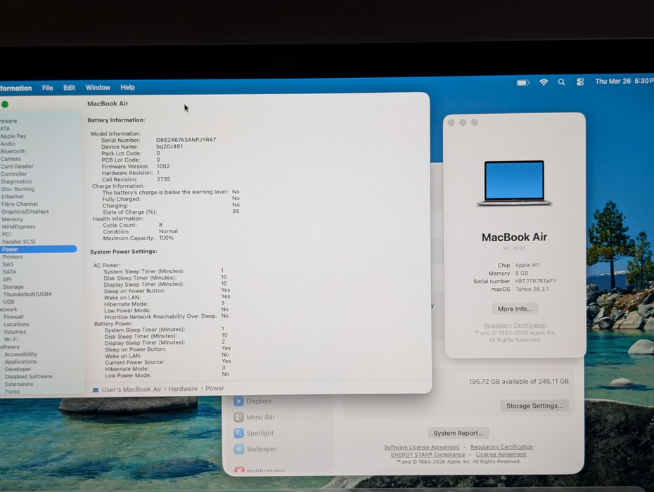 Apple MacBook Air 2020 M1 8GB RAM