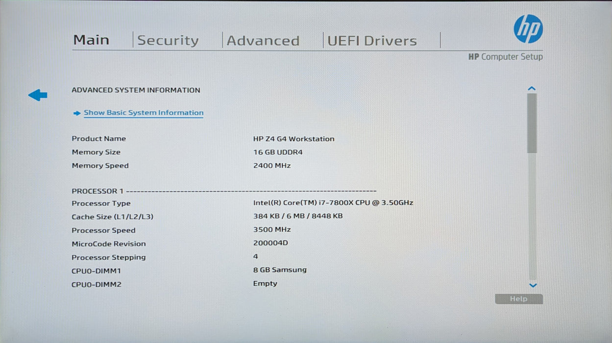 HP Z4 G4 Workstation, i7-7800X 3.5GHz, 16GB RAM, K4200, 256GB NVMe