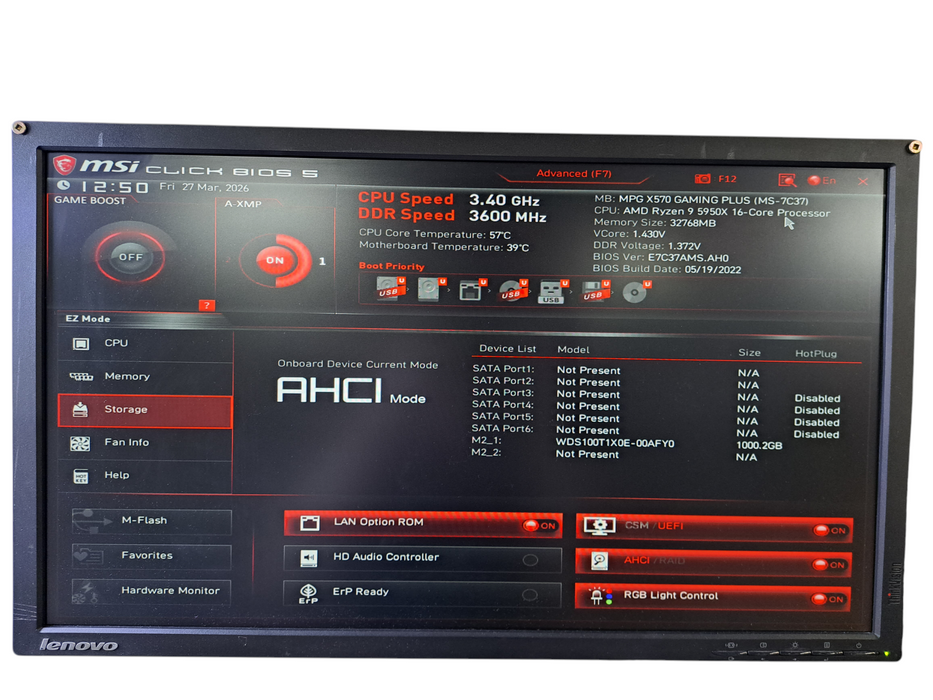 MSI MPG X570 Gaming Plus w/ AMD Ryzen 9 5950X 16C, 32GB DDR4, 1TB NVMe, HX1200