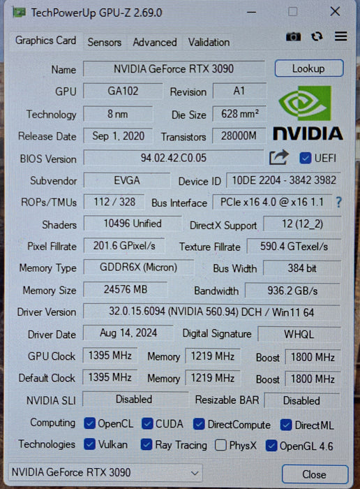 EVGA GeForce RTX 3090 FTW3 ULTRA 24GB GDDR6X Graphics Card
