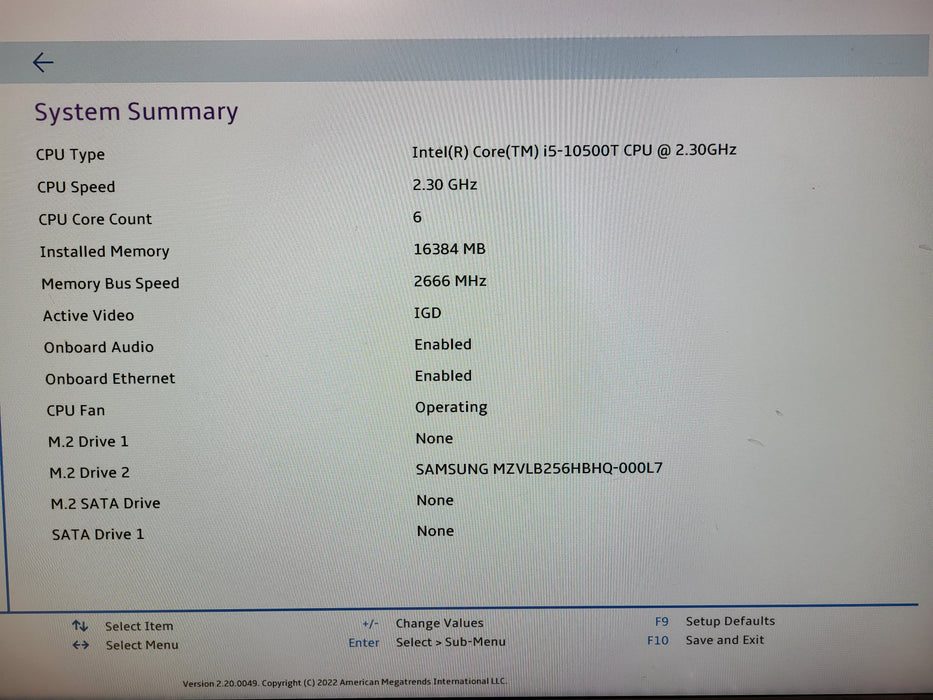 Lenovo ThinkCentre M70Q USFF i5-10500T 16GB RAM 256GB NVMe No AC