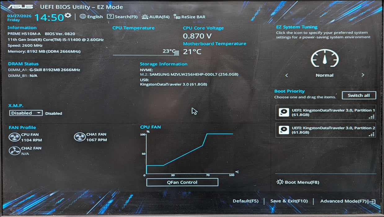 Custom PC, ASUS PRIME H510M-A, i5-11400 2.60GHz, 8GB DDR4, 256GB NVMe
