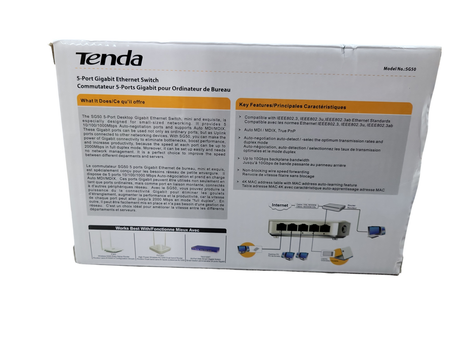 Tenda 5-Port Ethernet Network Switch 5 x 10/100/1000Mbps