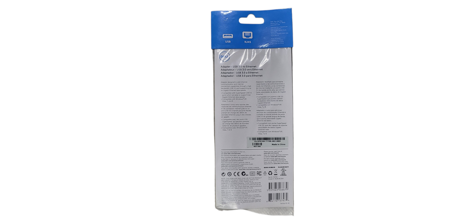 Dell FM76N USB 3.0 to RJ-45 Ethernet Adapter – Original Factory Sealed