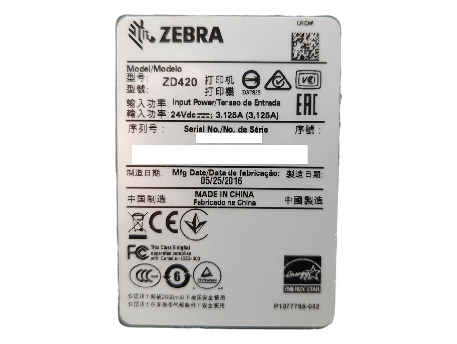 ZEBRA ZD42043-C01E00EZ ZD420 Thermal Transfer Barcode Printer
