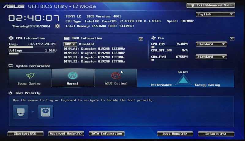 Custom PC/ASUS P9X79 LE, i7-4930K 3.40GHz, 64GB DDR3, 1TB HDD, QUADRO 2000