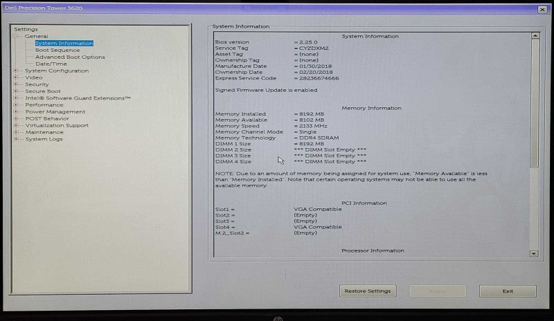 Dell precision T3620, Xeon E3-1225 V5 3.30GHz, 8GB DDR4, 2x Nvdia NVS 310