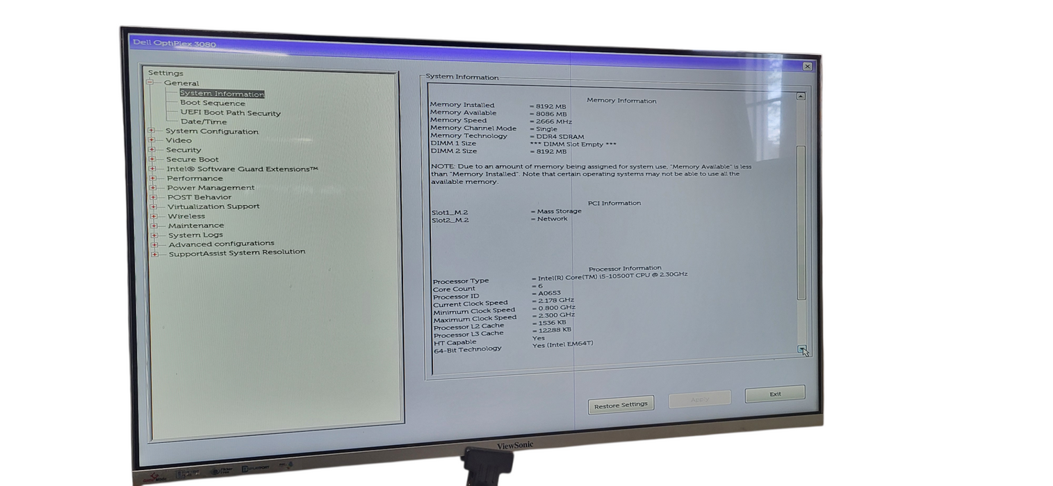 Dell OptiPlex 3080 Micro i5-10500T CPU | 8GB DDR4 RAM | 256GB NVMe W/AC | READ