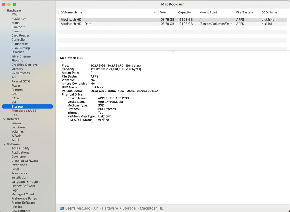 Apple MacBook Air A1932 2019 I5-8210Y, 8GB RAM, 128GB SSD