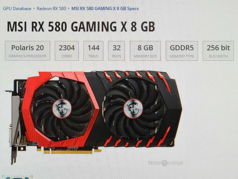 MSI AMD Radeon RX 580 8GB GDDR5 Graphics Card