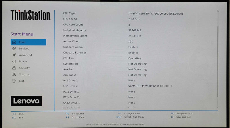 Lenovo ThnkStation P340, Core i7-10700 8-Core 2.9GHz, 32GB RAM, 512GB Nvme