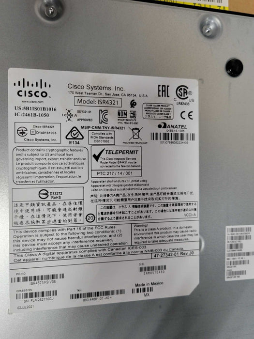 Open-Box CISCO ISR4321 ISR4321 Gigabit Router ISR4321/K9 No Clock BUG Issue _