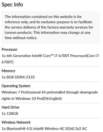 New Open Box - Lenovo M900 i7-6700T 128GB SSD 8GB DDR4