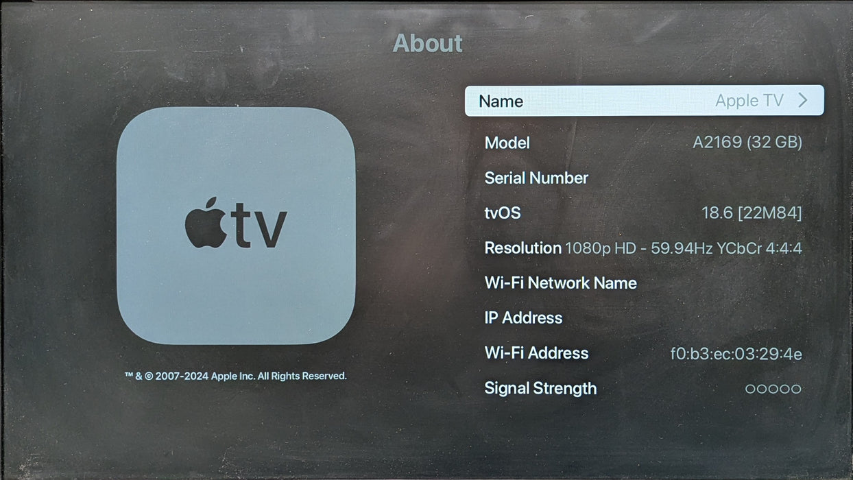 Apple TV 4K 2nd Generation 32 GB Model A2169 w/ Remote
