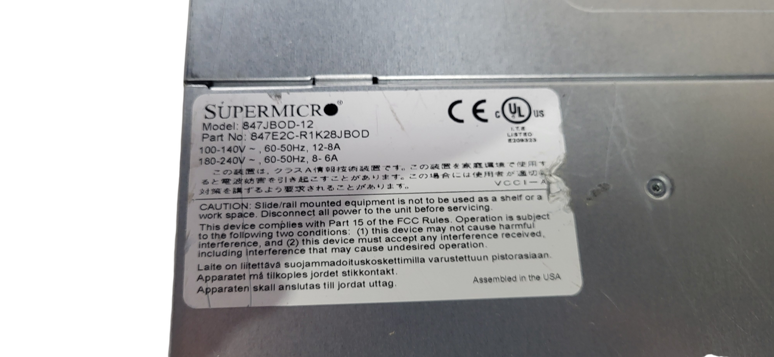 SUPERMICRO 847E2C-R1K28JBOD 4U 44BAY 3.5" SAS3  W/ 2x1200W PSU
