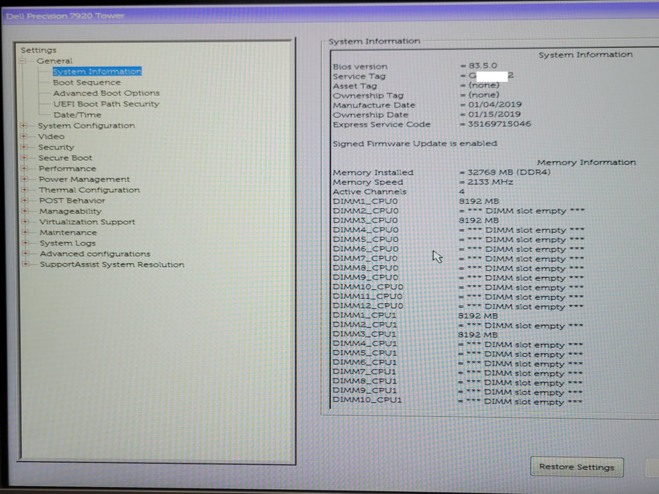 Dell Precision 7920 Tower, 2x Xeon Silver 4114 2.20GHz, 32GB DDR4, 2TB HDD, READ