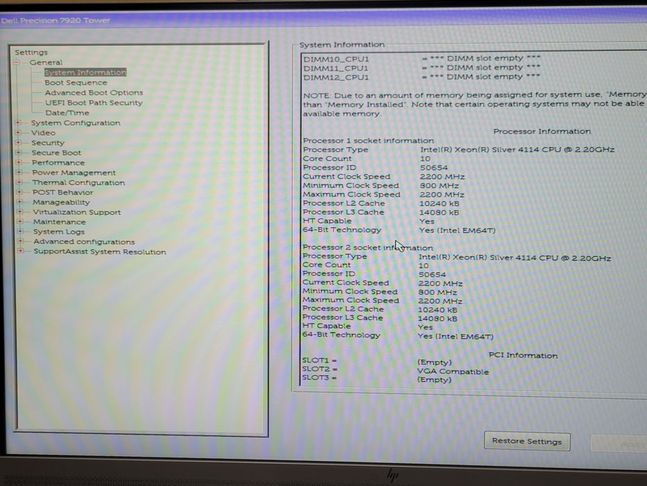 Dell Precision 7920 Tower, 2x Xeon Silver 4114 2.20GHz, 32GB DDR4, 2TB HDD, READ