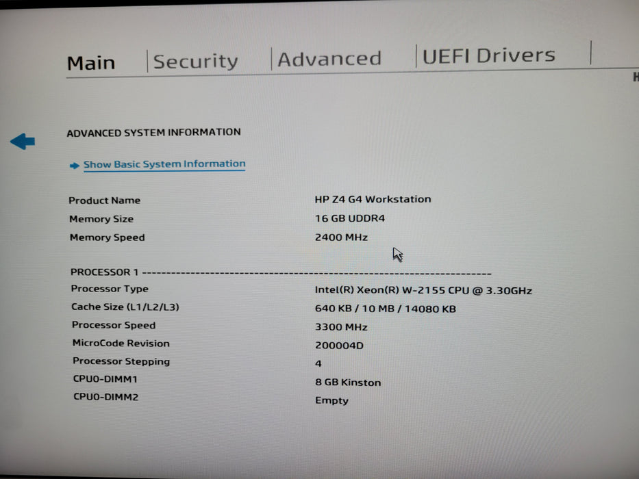 HP Z4 G4 Workstation Xeon W-2155 3.30GHz, 16GB DDR4, M2000 GPU, 750 PSU, No HDD