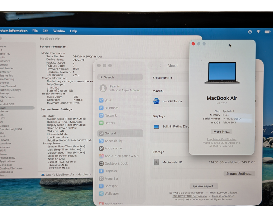 Apple MacBook Air 2020 M1 8GB RAM 250GB Storage A2337