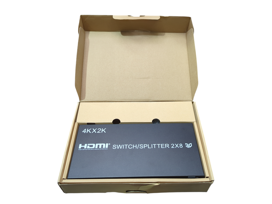 2X8 HDMI 3D True Matrix Switch Splitter 2 In 8 Out Mirror Display