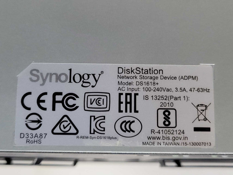 Synology DiskStation DS1618+ NAS with 6x Seagate IronWolf NAS 1.92TB SSDs _