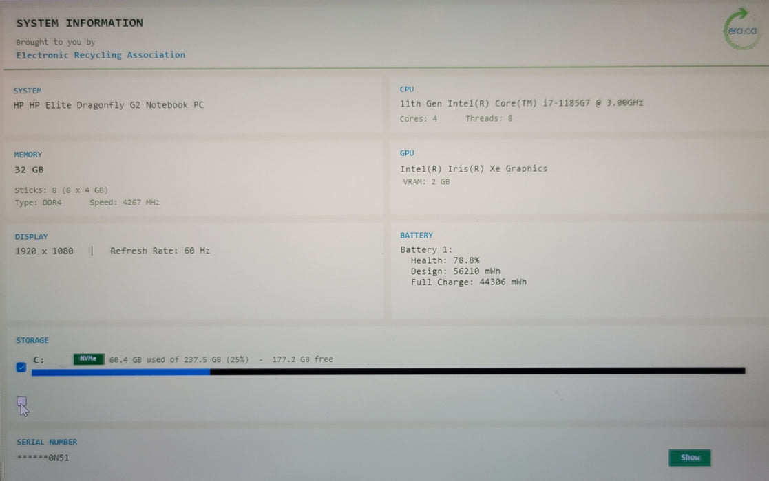 HP Elite Dragonfly G2 i7-1185G7 32GB DDR4 256GB NVMe
