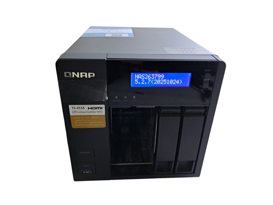 QNAP TS-453A | 4-Bay Network Attached Storage NAS w/ 2x Caddies