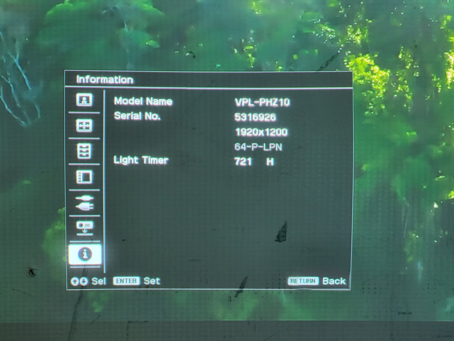 Sony VPL-PHZ10 Laser Projector 5000 Lumens HDMI 1920x1200 Only 721 Laser Hours