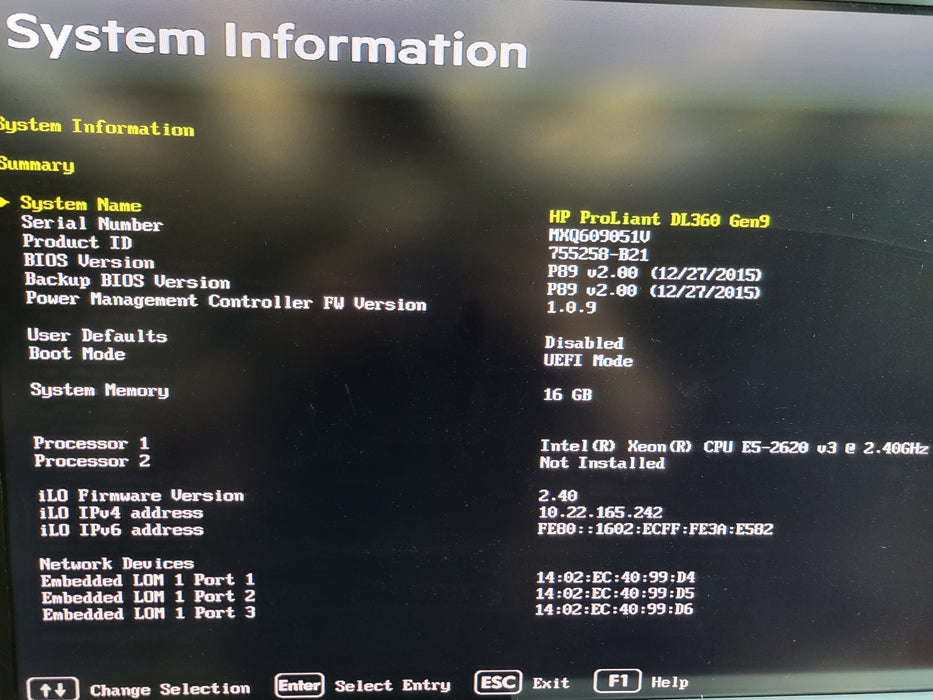 HP ProLiant DL360 Gen9 - Xeon E5-2620 v3 16GB DDR4 P440ar 500W PSU