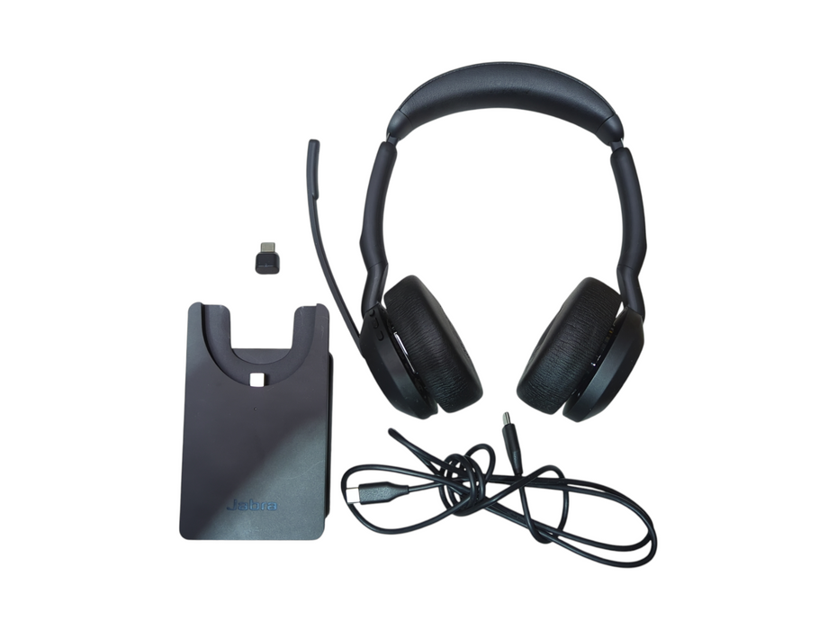 Jabra Evolve2 55 MS Stereo Headset w/ Charging Stand & Type-C Dongle