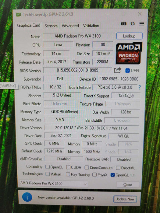 AMD Radeon Pro WX 3100 4GB Graphics Card 2x MiniDP 1xDP High profile
